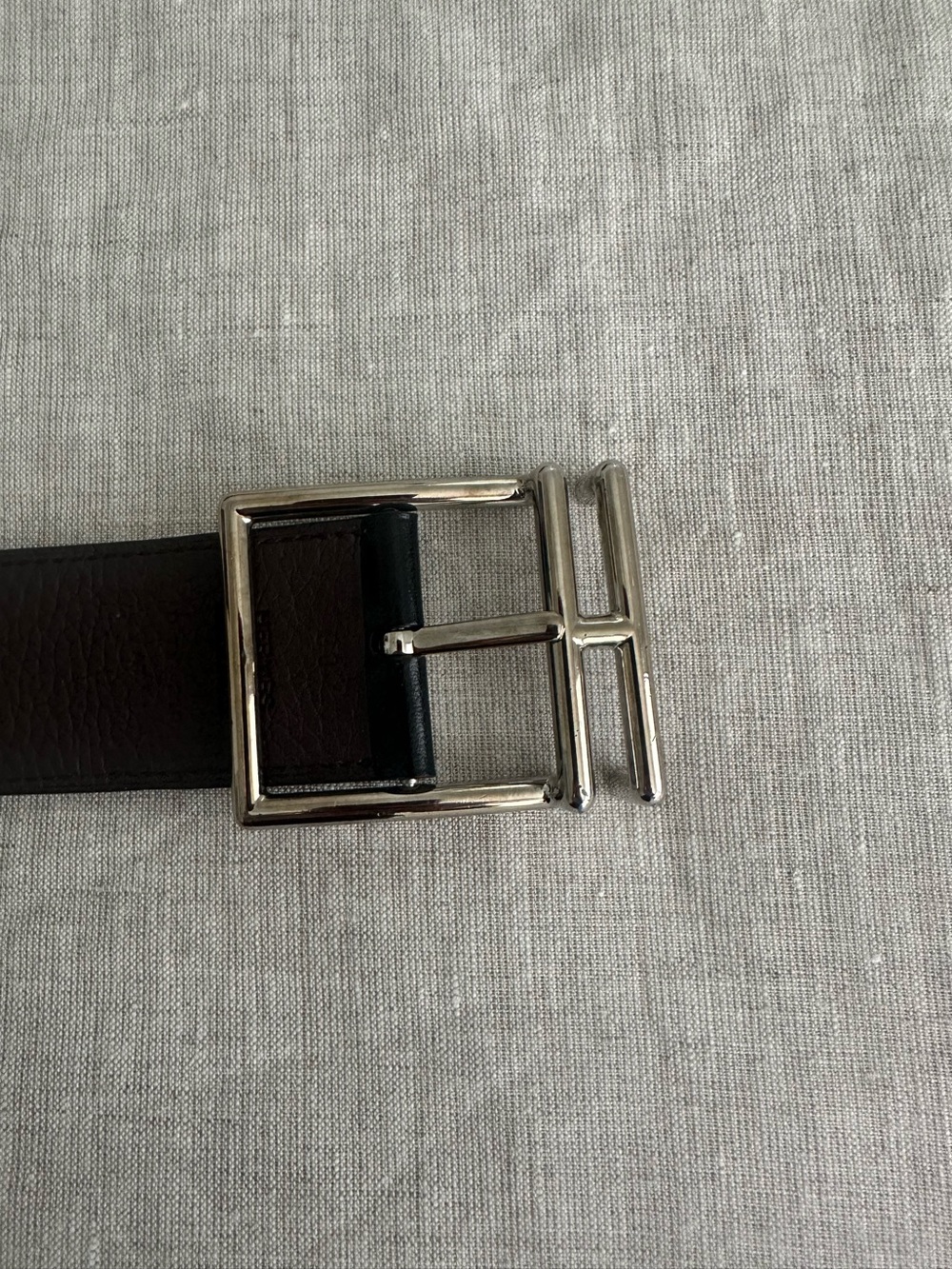 Men's Hermes reversible size 90 Leather Belt with Silver Buckle